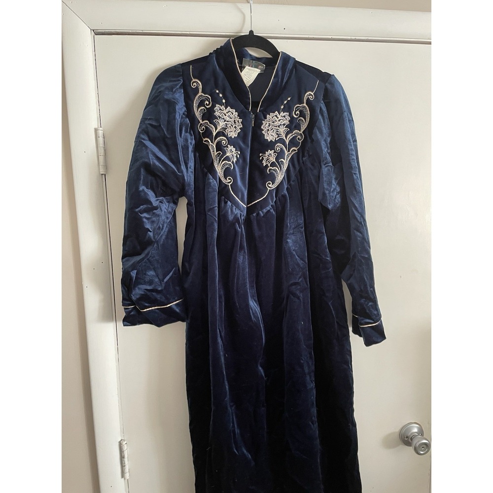 Vintage Amanda Stewart House Coat Robe Moo Moo Blue  Size‎ Medium